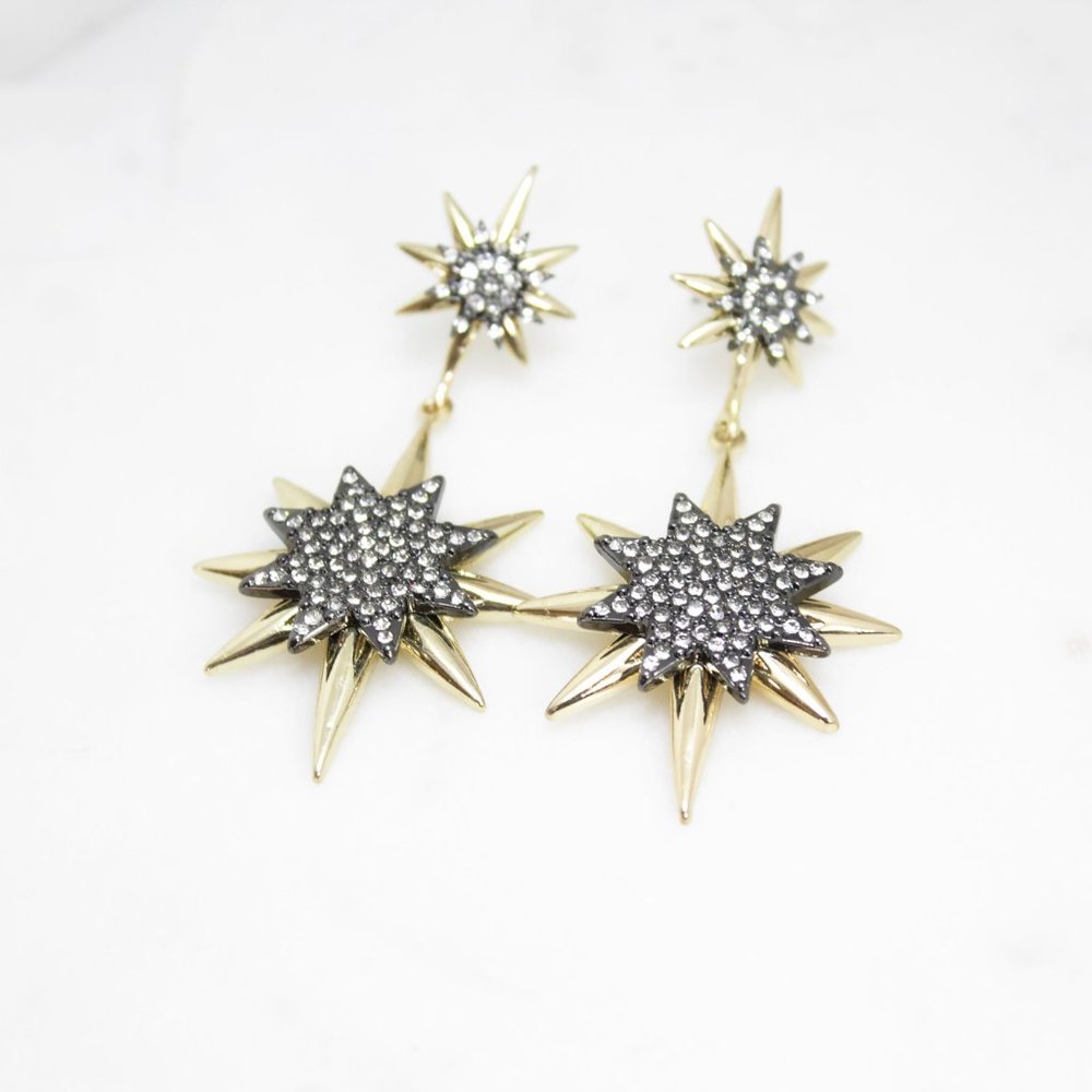 Starburst Rhinestone Earrings - Picture 2 of 3